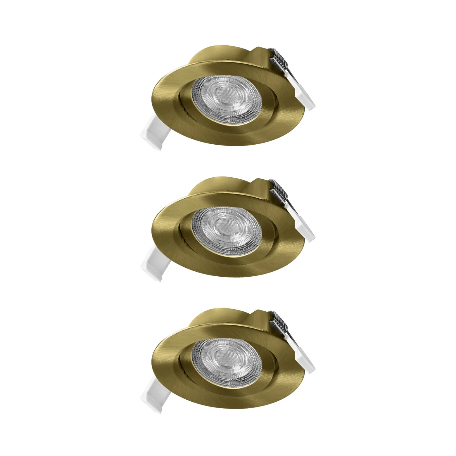 Juego de 3 focos empotrables LED de OSRAM, clickdim, 40°, latón, Ø 9 cm