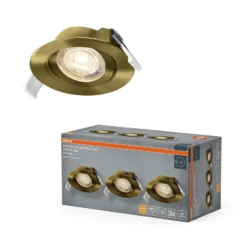 Juego de 3 focos empotrables LED de OSRAM, clickdim, 40°, latón, Ø 9 cm