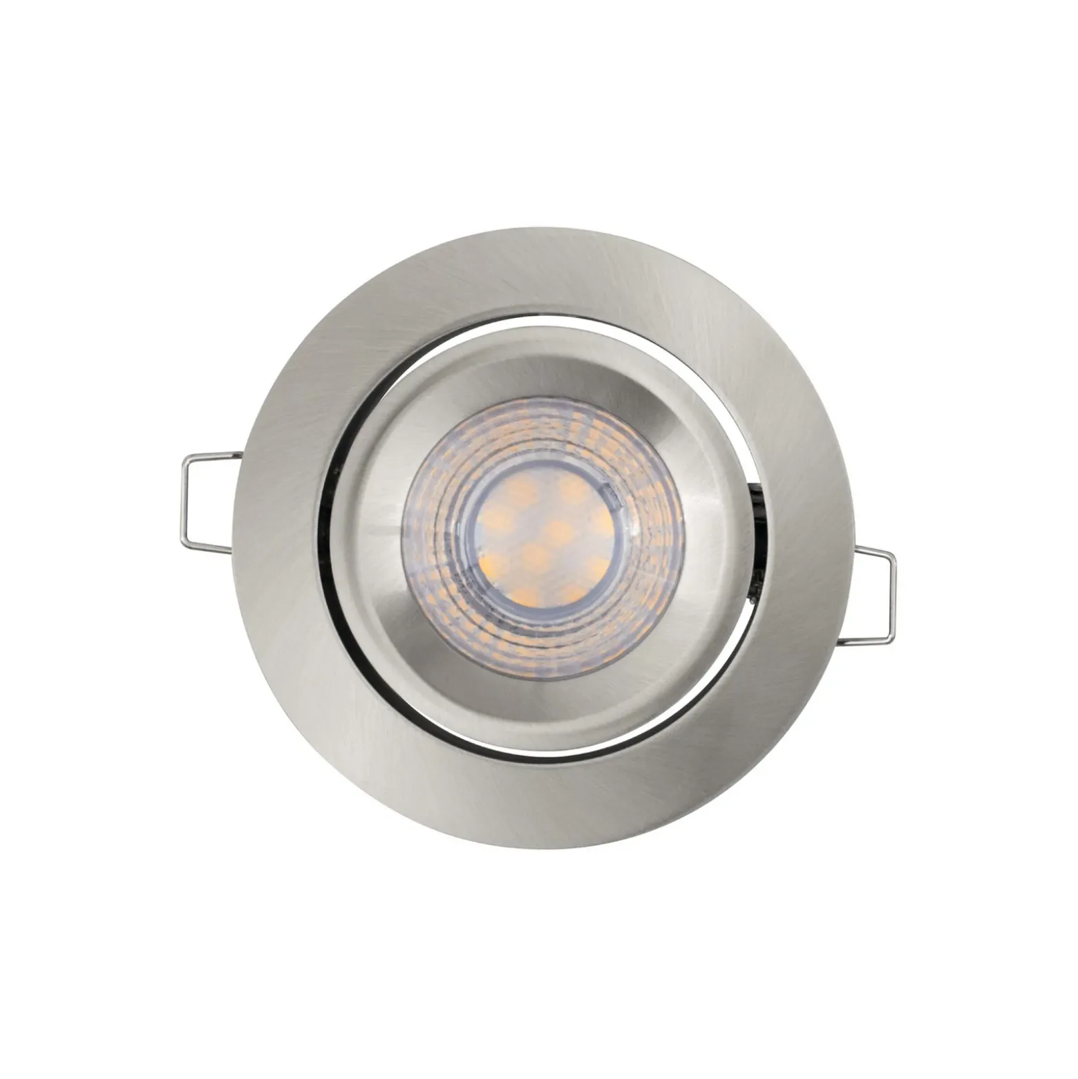 Juego de 3 focos empotrables LED OSRAM, níquel, Ø 9 cm, metal 827 atenuable