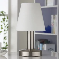 Juego de 2 lámparas de sobremesa Hanno en textil blanco