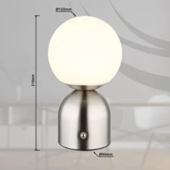 Julsy lámpara de mesa LED recargable, color níquel, altura 21 cm, CCT