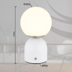 Julsy lámpara de mesa LED recargable, blanca, altura 21 cm, metal, CCT