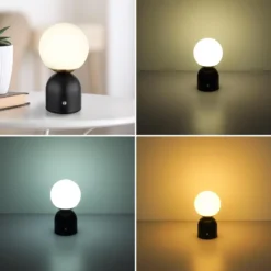 Julsy lámpara de mesa LED recargable, negra, altura 21 cm, metal, CCT
