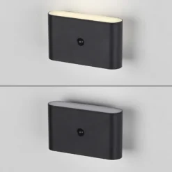 JUST LIGHT. aplique de pared LED recargable Ziddy negro Sensor 3000 K