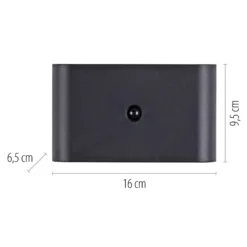 JUST LIGHT. aplique de pared LED recargable Ziddy negro Sensor 3000 K