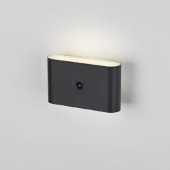 JUST LIGHT. aplique de pared LED recargable Ziddy negro Sensor 3000 K
