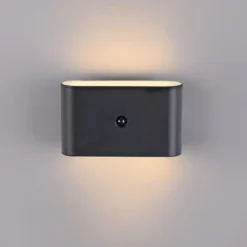 JUST LIGHT. aplique de pared LED recargable Ziddy negro Sensor 3000 K