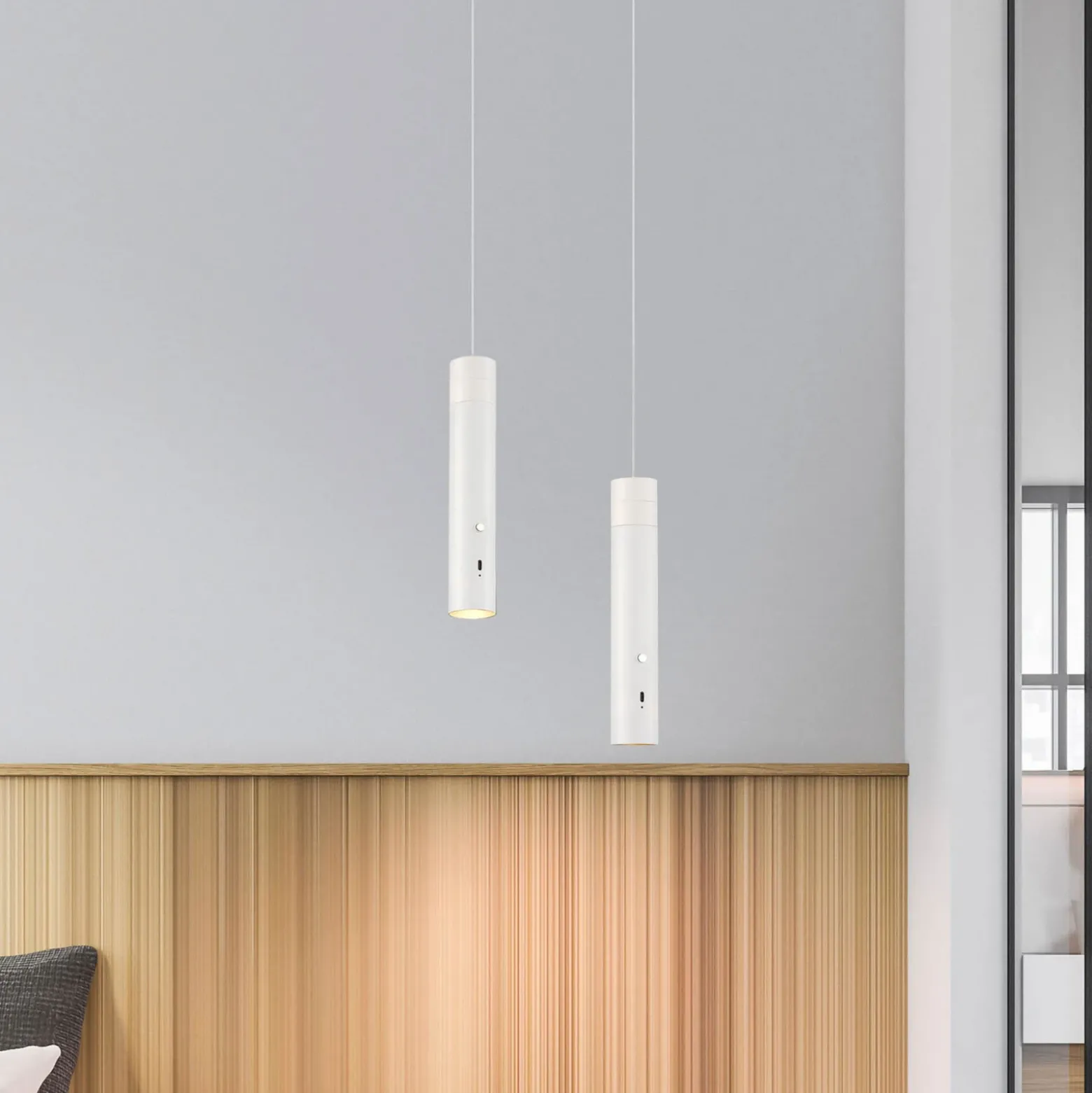 JUST LIGHT. Lámpara colgante LED recargable Attach, blanco, hierro