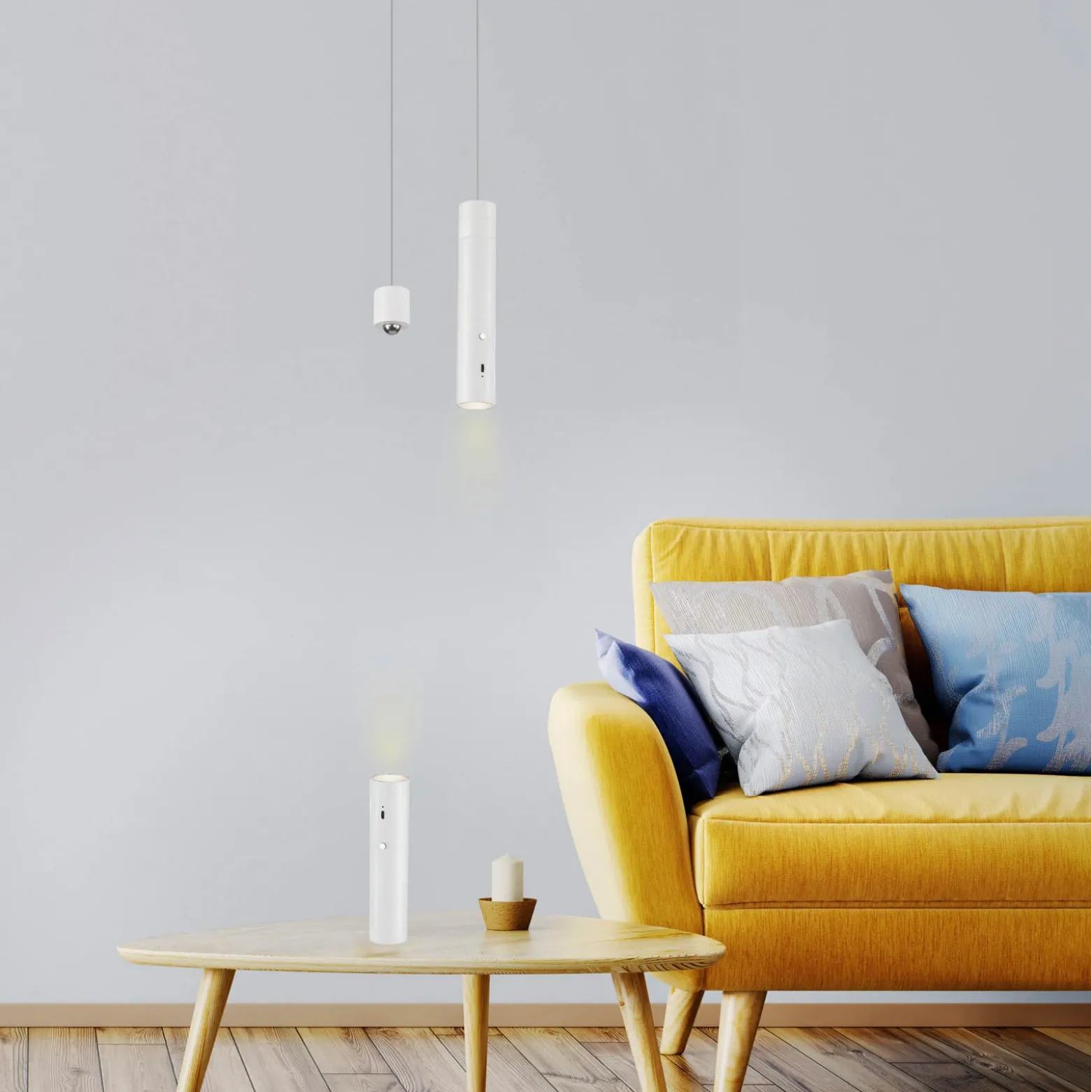 JUST LIGHT. Lámpara colgante LED recargable Attach, blanco, hierro