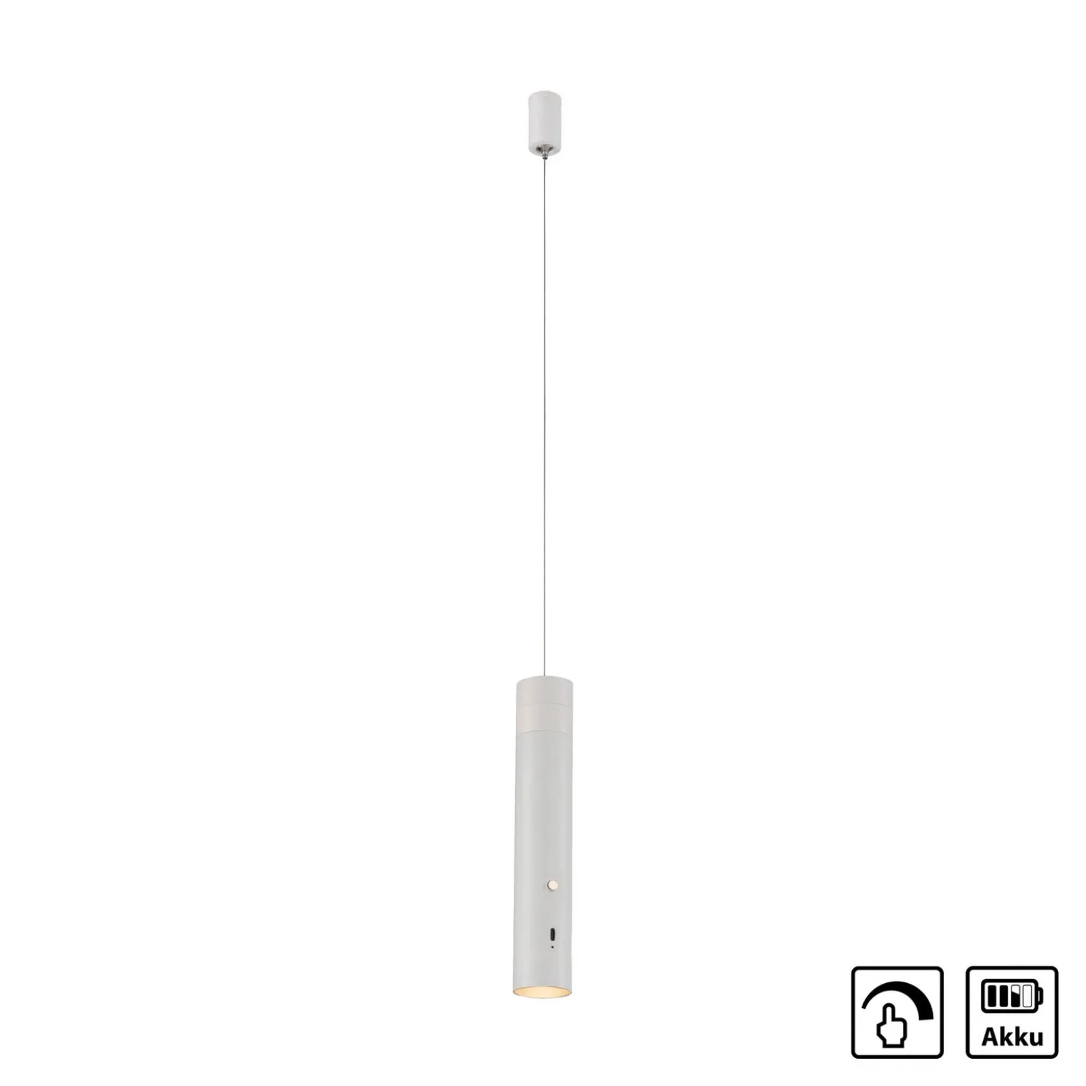JUST LIGHT. Lámpara colgante LED recargable Attach, blanco, hierro
