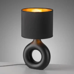 JUST LIGHT. Lámpara de mesa Carara, base de cerámica, negro