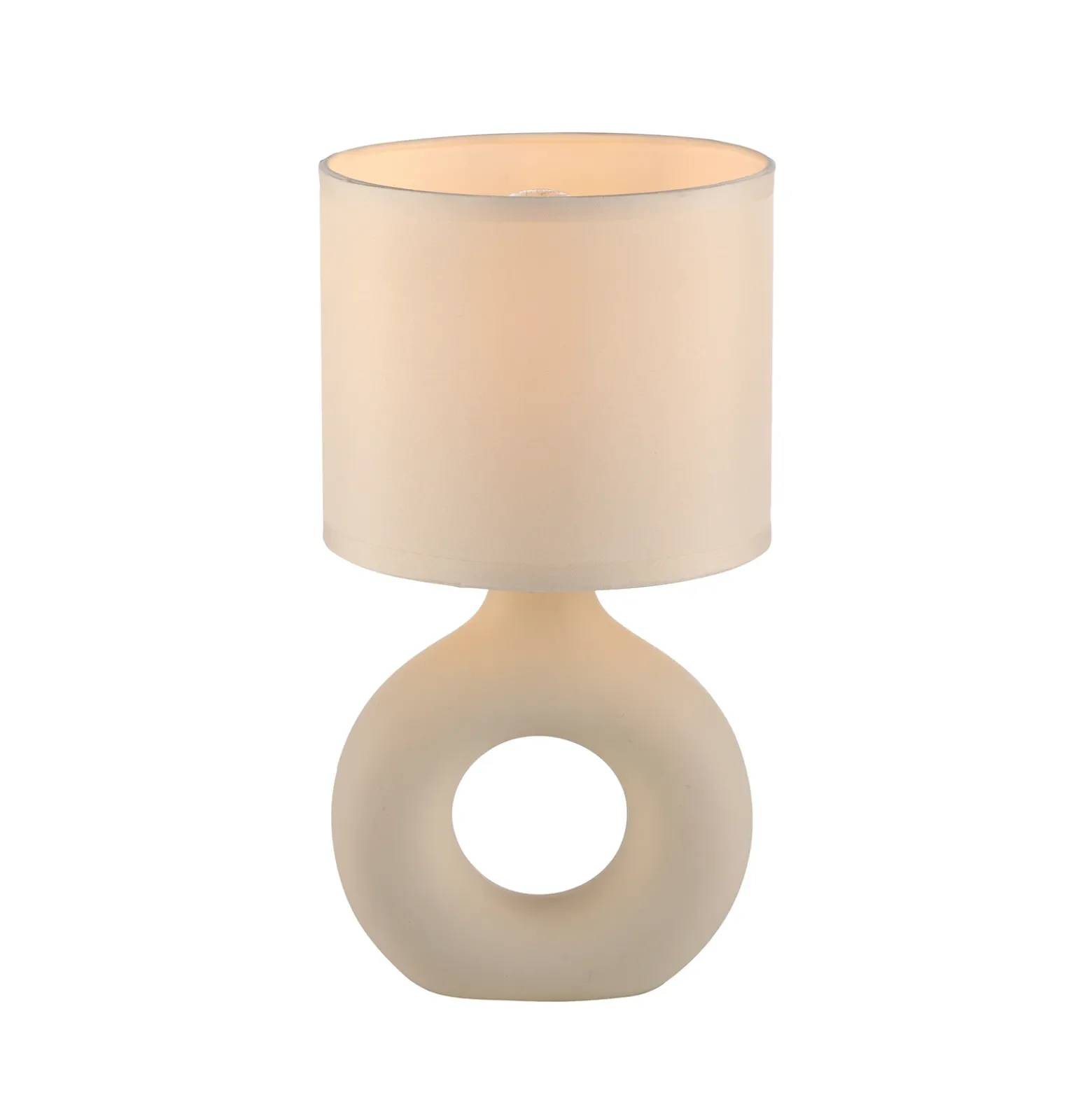 JUST LIGHT. Lámpara de mesa Carara, base de cerámica, beige