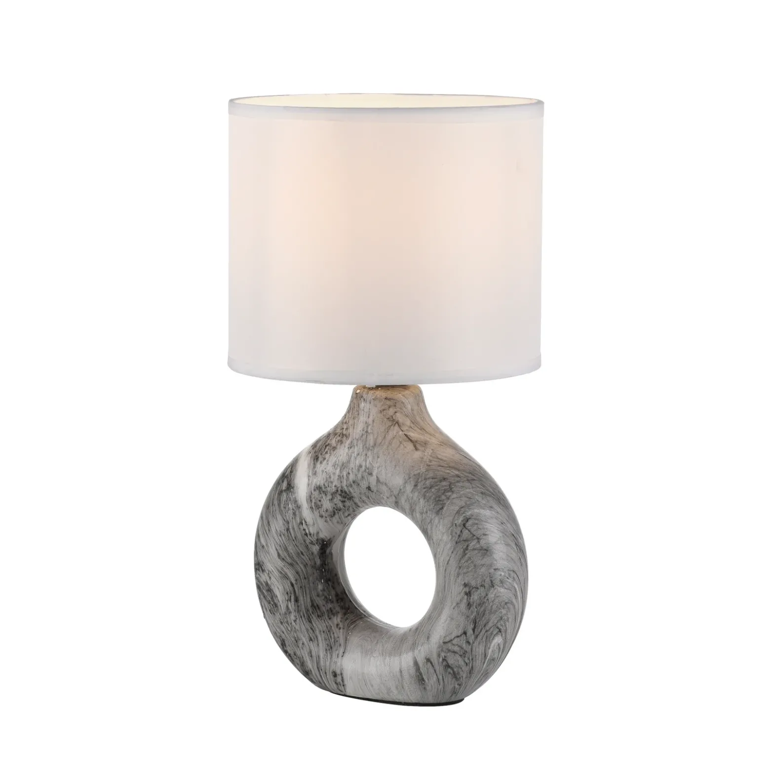 JUST LIGHT. Lámpara de mesa Carara, base de cerámica, gris