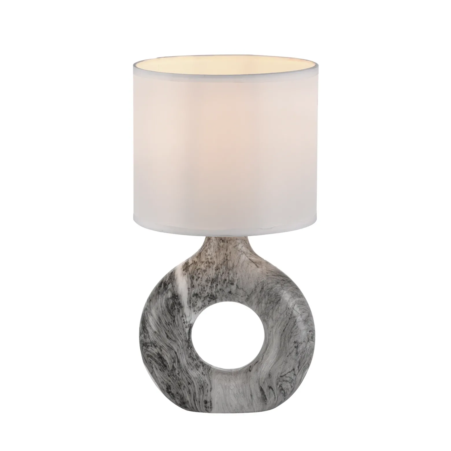 JUST LIGHT. Lámpara de mesa Carara, base de cerámica, gris