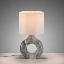 JUST LIGHT. Lámpara de mesa Carara, base de cerámica, gris