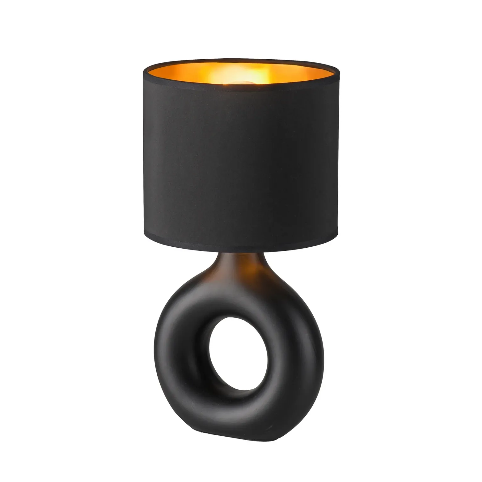 JUST LIGHT. Lámpara de mesa Carara, base de cerámica, negro