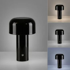 JUST LIGHT. Lámpara de mesa LED recargable Agnes, negra, hierro, CCT