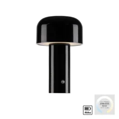 JUST LIGHT. Lámpara de mesa LED recargable Agnes, negra, hierro, CCT
