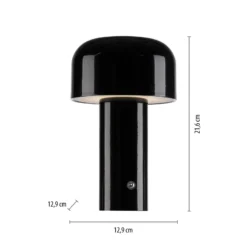 JUST LIGHT. Lámpara de mesa LED recargable Agnes, negra, hierro, CCT