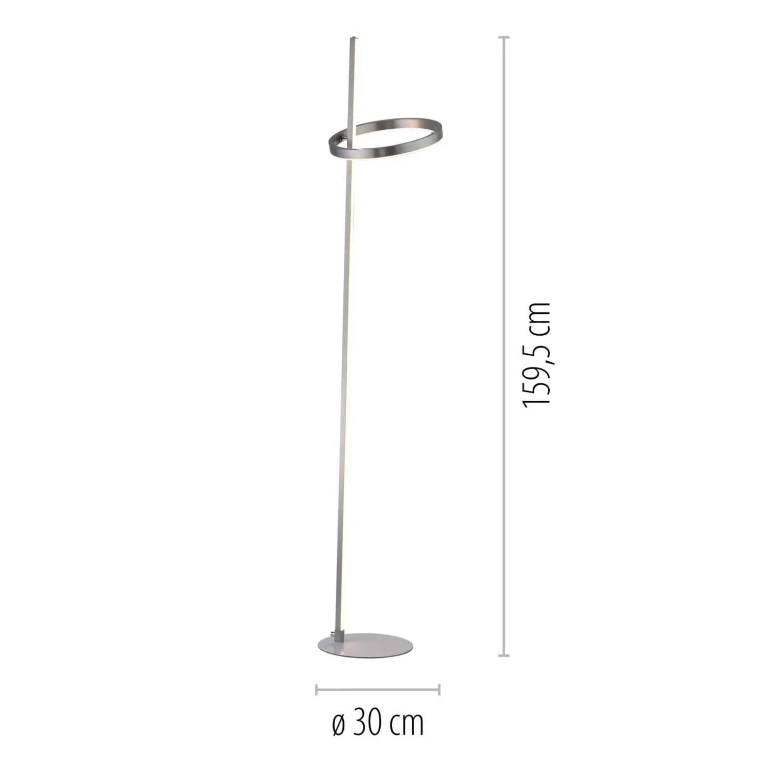 JUST LIGHT. Lámpara de pie LED Ritus plata hierro atenuable 3000 K