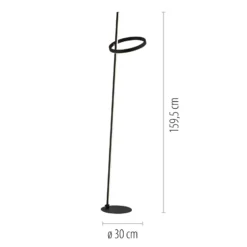 JUST LIGHT. Lámpara de pie LED Ritus negro hierro atenuador 3000 K