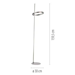 JUST LIGHT. Lámpara de pie LED Ritus plata hierro atenuable 3000 K
