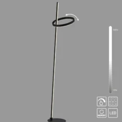 JUST LIGHT. Lámpara de pie LED Ritus negro hierro atenuador 3000 K