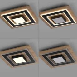 JUST LIGHT. Lámpara de techo LED Tola, angular, 2 luces, madera, 3000 K