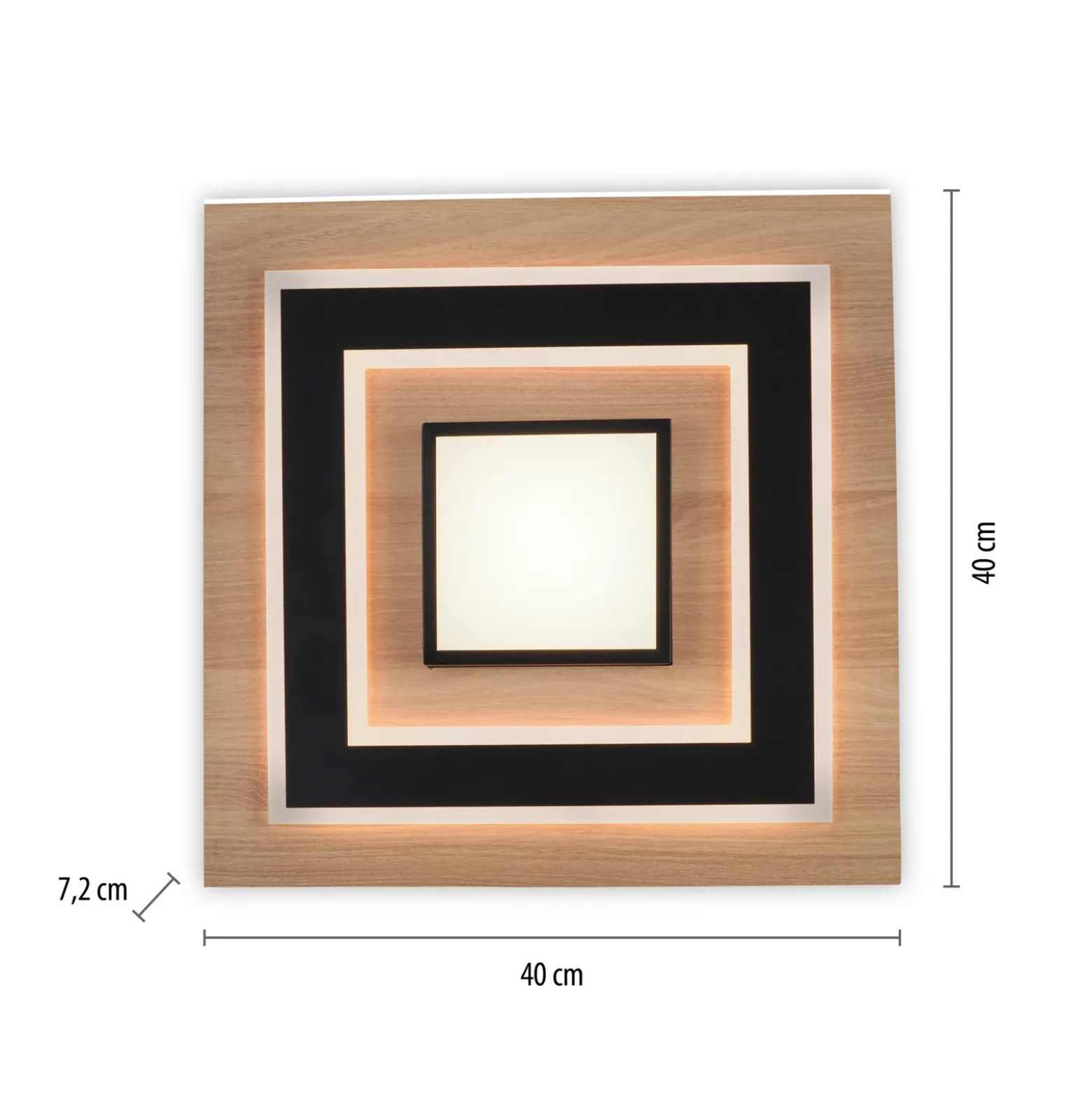 JUST LIGHT. Lámpara de techo LED Tola, angular, 2 luces, madera, 3000 K