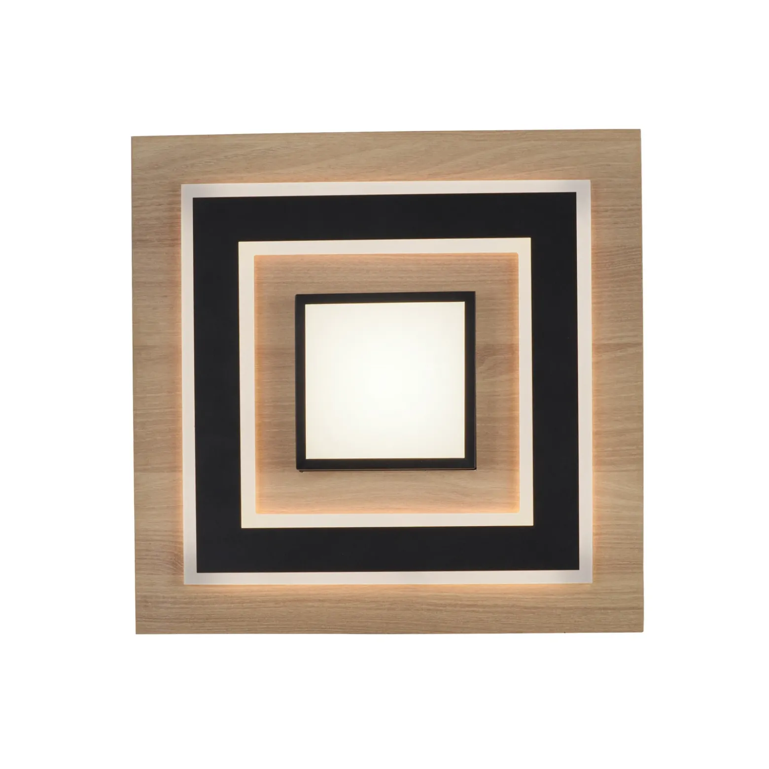 JUST LIGHT. Lámpara de techo LED Tola, angular, 2 luces, madera, 3000 K