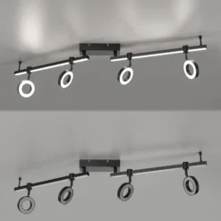 JUST LIGHT. Lámpara LED de techo LOLAsmart Bileda, 4 luces, negro