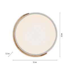 JUST LIGHT. Plafón LED Bila, blanco, Ø 32 cm, madera