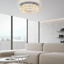 JUST LIGHT. Plafón LED Kulunka, hierro, cristal