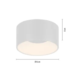 JUST LIGHT. Plafón LED Tanika, blanco, Ø 16 cm, atenuable