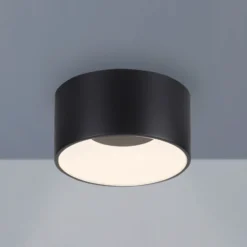 JUST LIGHT. Plafón LED Tanika negro, Ø16cm, atenuable