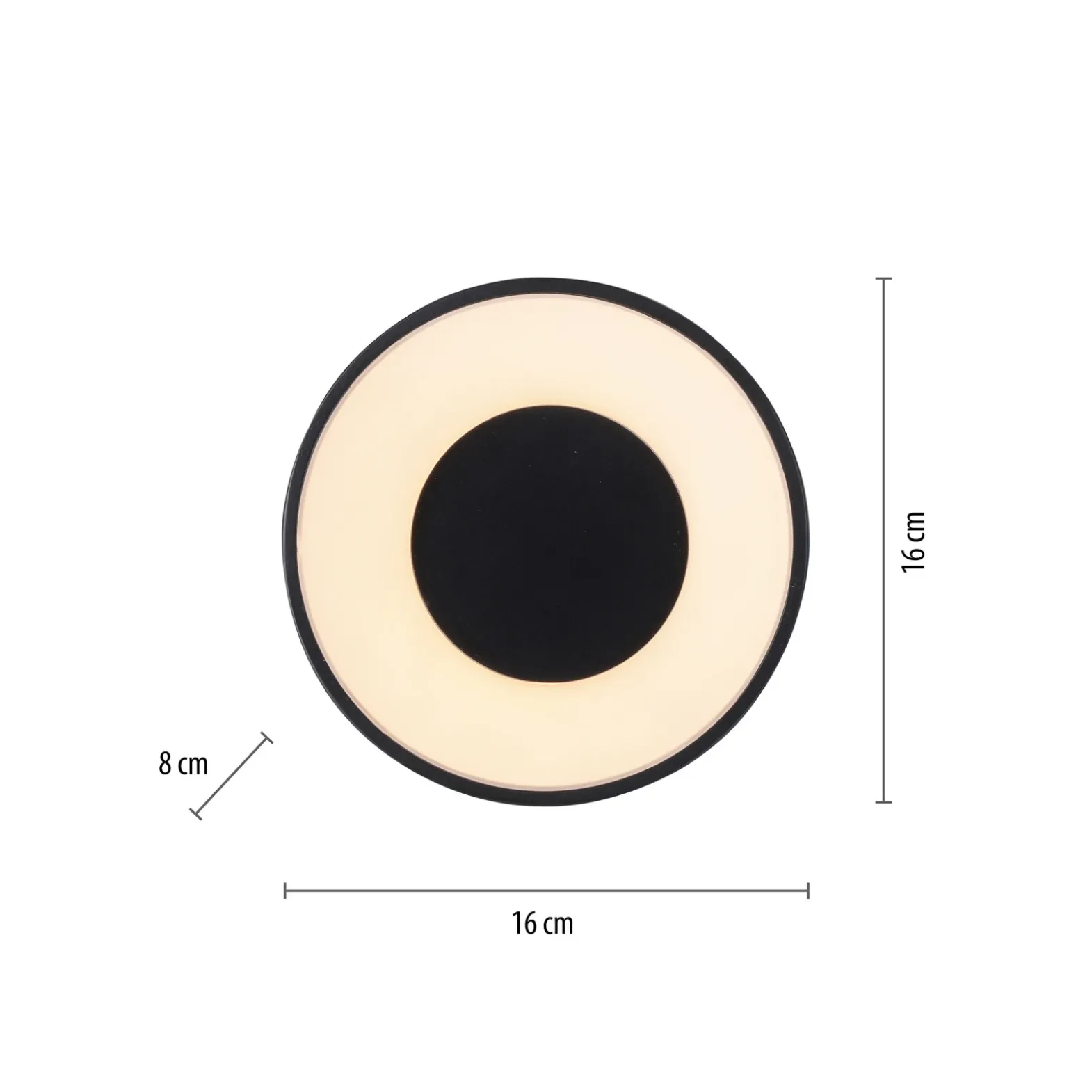 JUST LIGHT. Plafón LED Tanika negro, Ø16cm, atenuable