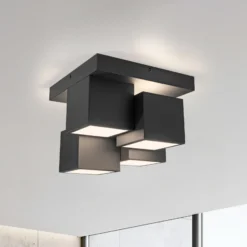 JUST LIGHT. Plafón LED Tetris, hierro, 3000 K, negro