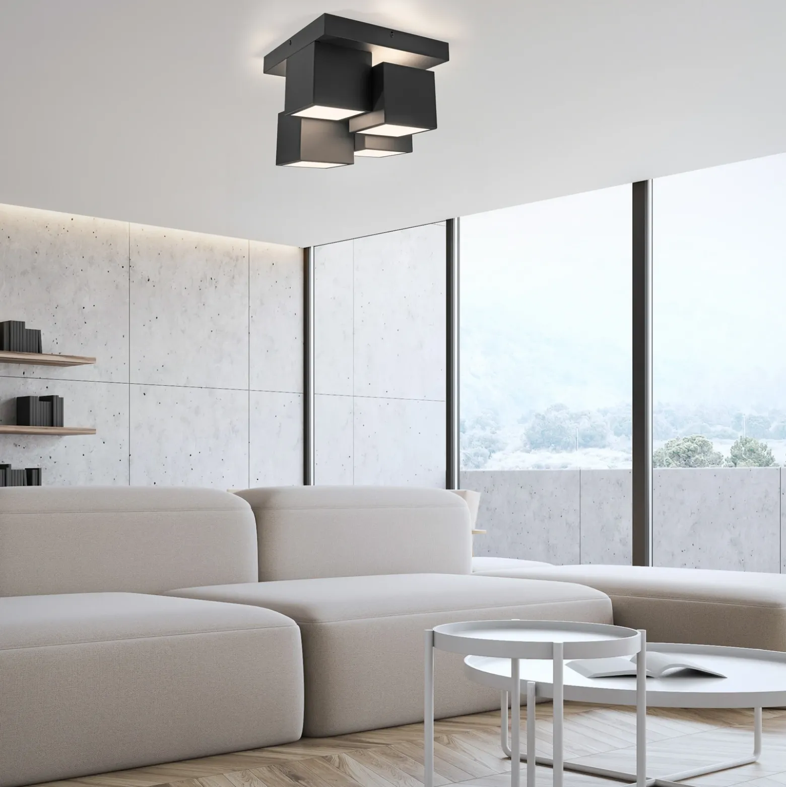 JUST LIGHT. Plafón LED Tetris, hierro, 3000 K, negro