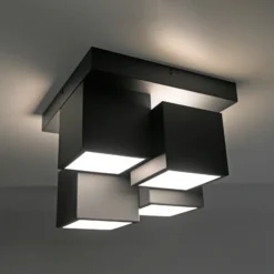 JUST LIGHT. Plafón LED Tetris, hierro, 3000 K, negro