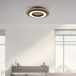 JUST LIGHT. Plafón LED Tola, redondo, madera, 3.000 K
