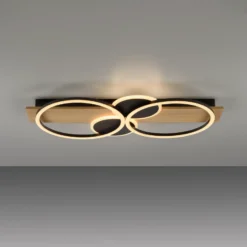 JUST LIGHT. Trooper Plafón LED, hierro, madera