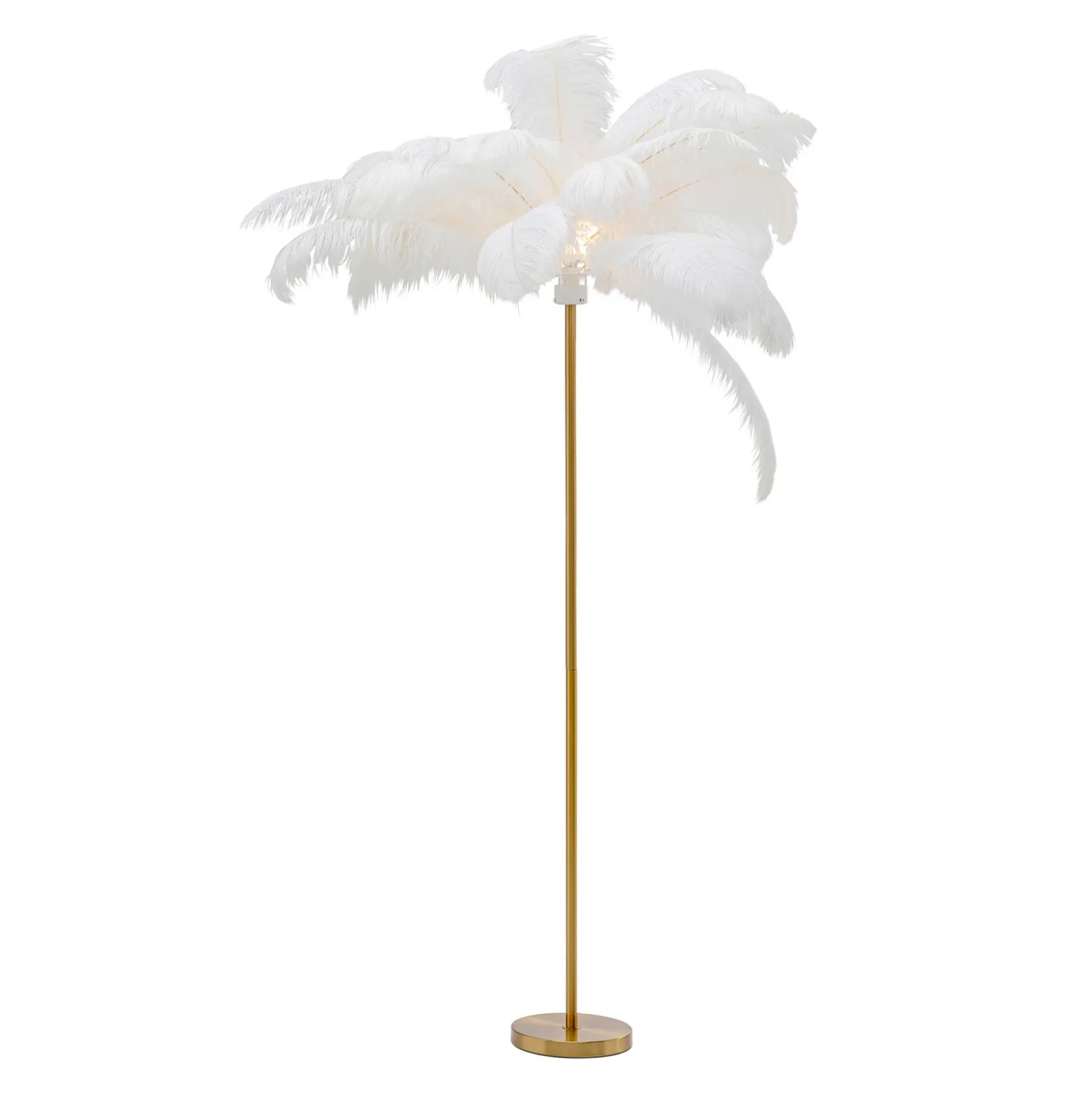 KARE Feather Palm lámpara de pie con plumas blanco
