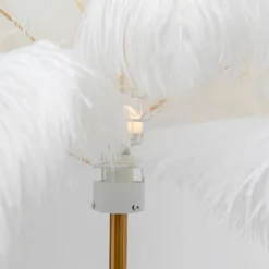 KARE Feather Palm lámpara de pie con plumas blanco