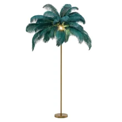 KARE Feather Palm lámpara de pie con plumas, verde