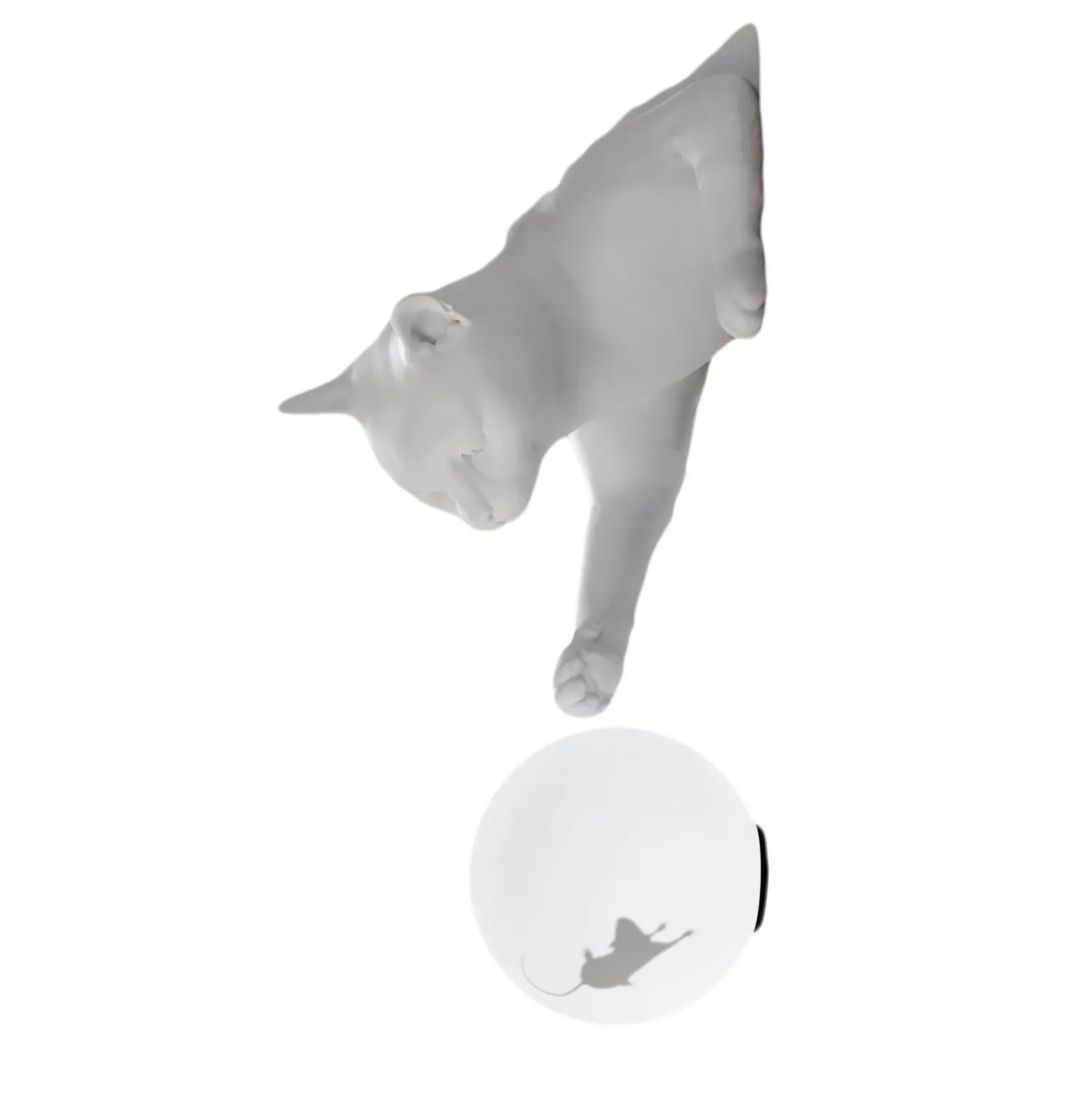Karman aplique de pared Maoo, cerámica blanca, cristal, figura de gato