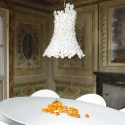 Kartell Bloom colgante LED G9, alargado, blanco