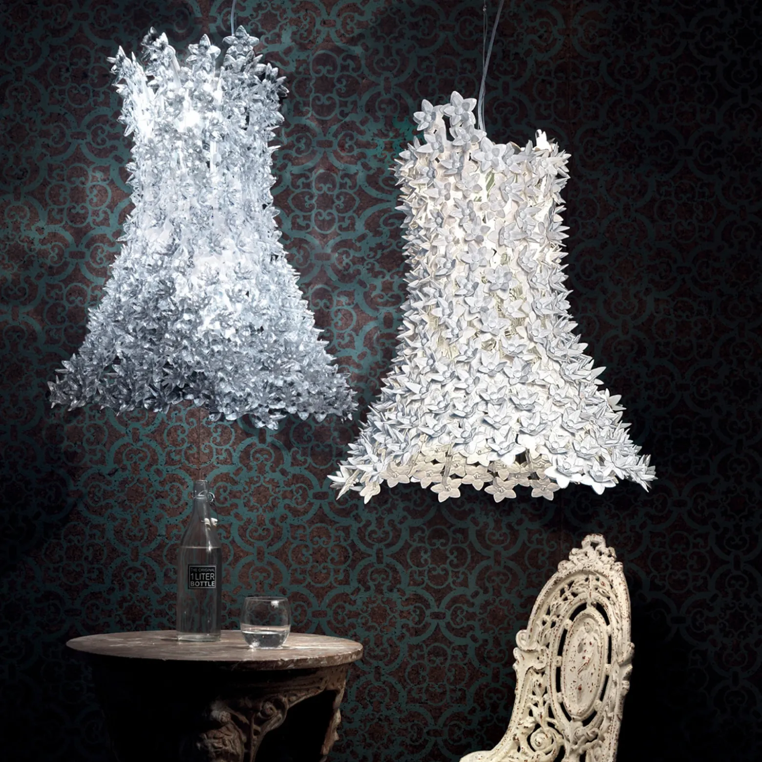 Kartell Bloom colgante LED G9, alargado, blanco