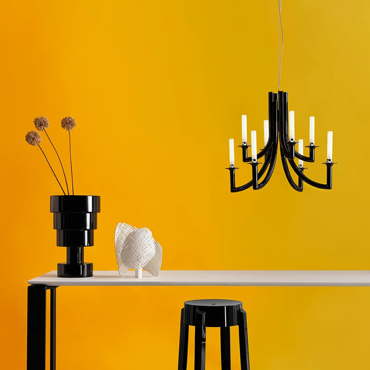 Kartell Khan lámpara de araña, Ø 77 cm negro