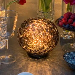 Kartell Mini Planet lámpara mesa batería gris humo