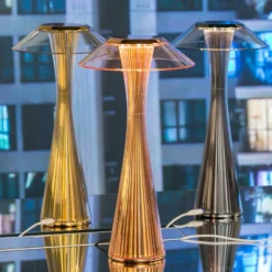 Kartell Space lámpara de mesa LED de diseño, cromo